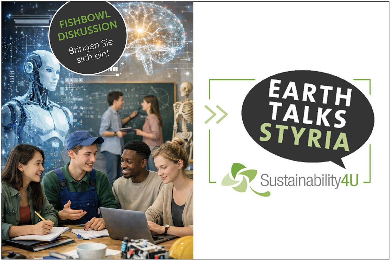 KI-generiertes Bild mit vier Studierenden sitzend an einem Tisch