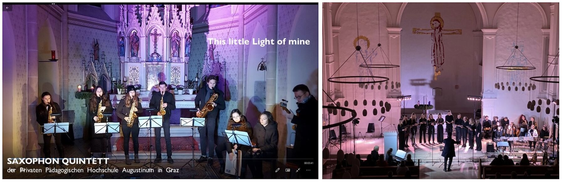 2teiliges Bild: Chor der PPH Augustinum in der Kirche