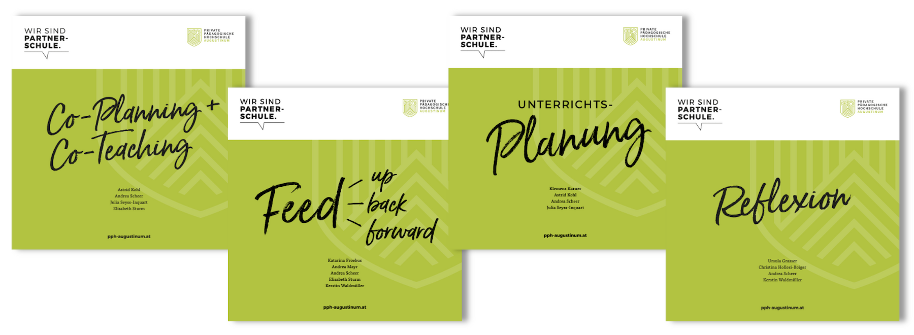 Titelbilder der vier Broschüren der Koordinationsstelle für Professionsentwicklung