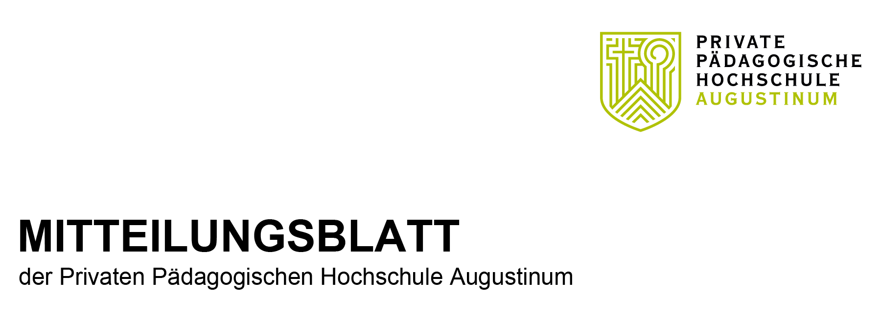 Logo und Header für MITTEILUNGSBLATT der Pädagogischen Hochschule Augustinum.