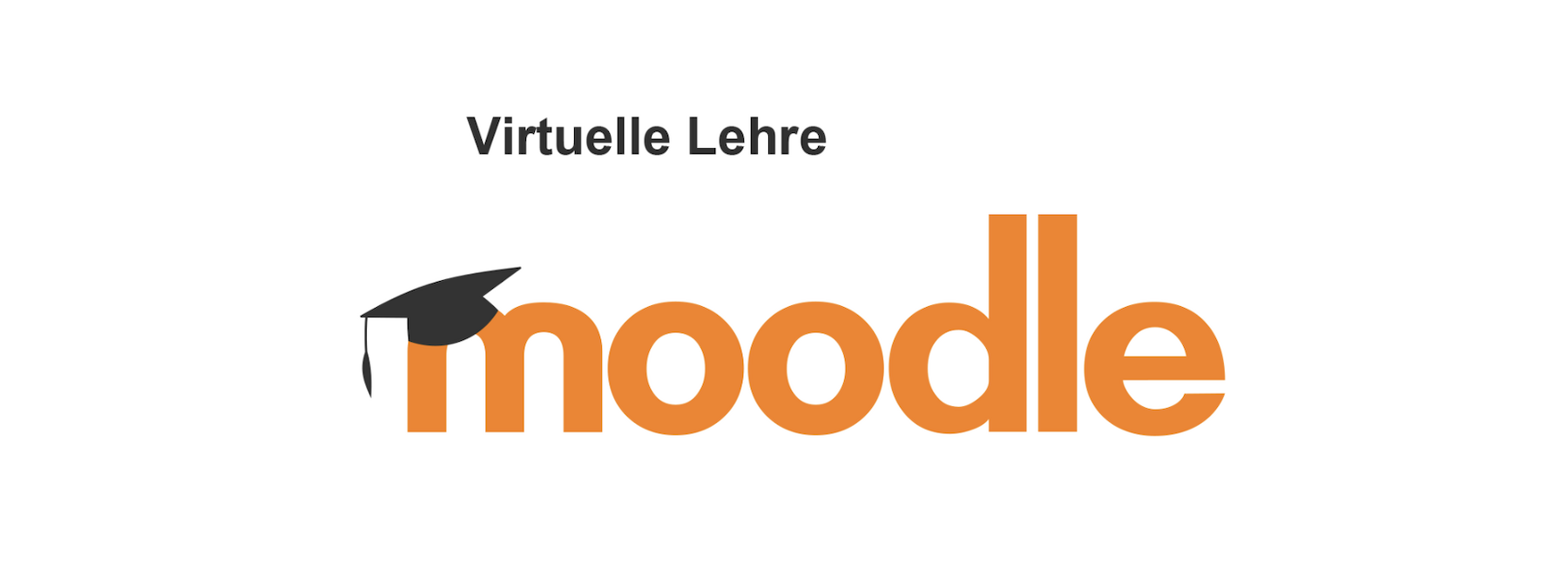 Moodle-Logo mit einer Doktormütze und dem Text Virtuelle Lehre darüber.