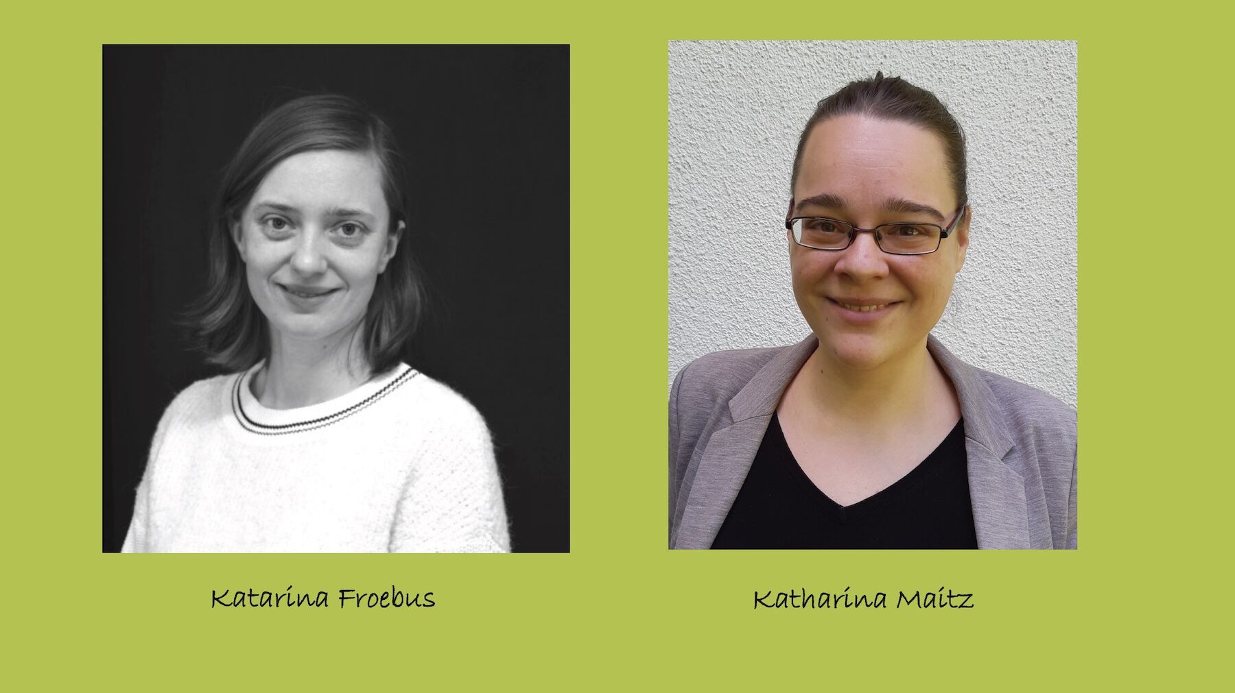Zwei Frauen, Katarina Froebus und Katharina Maitz, lächeln in die Kamera.