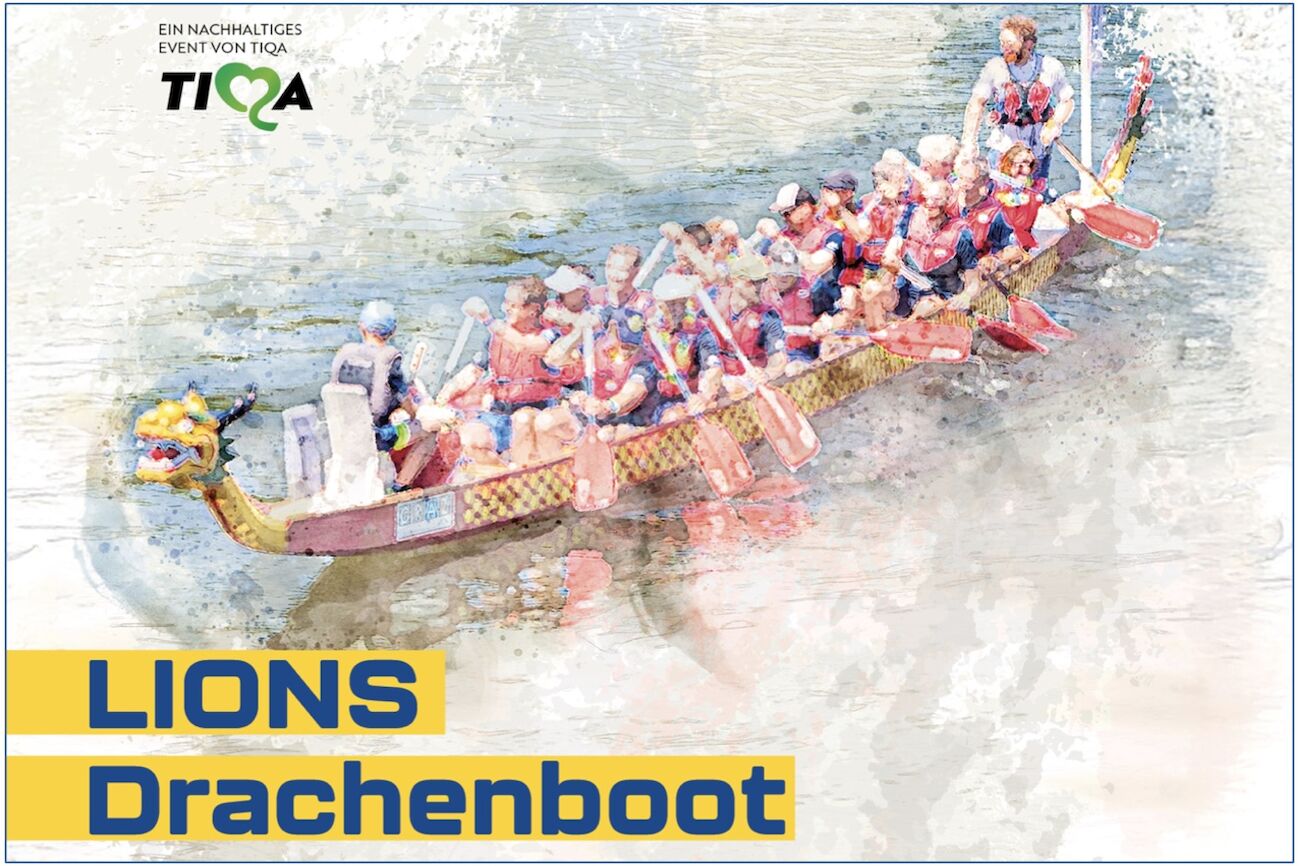 gezeichnetes Bild eines Drachenbootes mit Besatzung