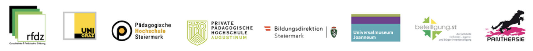 Eine Reihe von acht verschiedenen Bildungs- und Organisationslogos auf weißem Hintergrund.